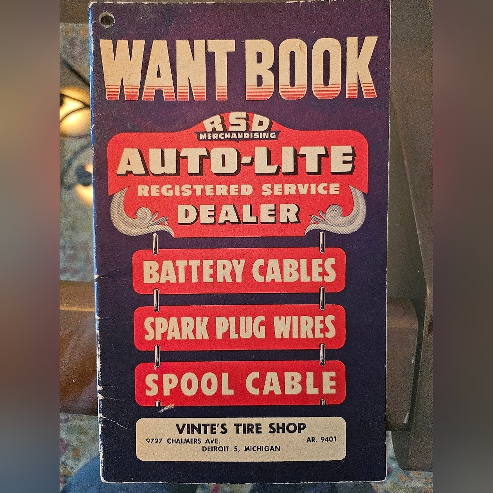 Vintage 1950's Auto-Lite Want Book